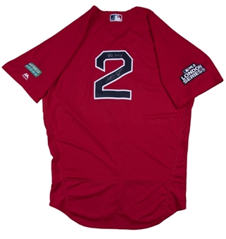 2019 Xander Bogaerts Game Used & Signed Boston Red Sox Home Red Alternate Jersey Used on 6/30/2019 - London Series (MLB Authenticated & Anderson LOA)